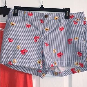Old Navy Blue Pinstripe and Flowered Short